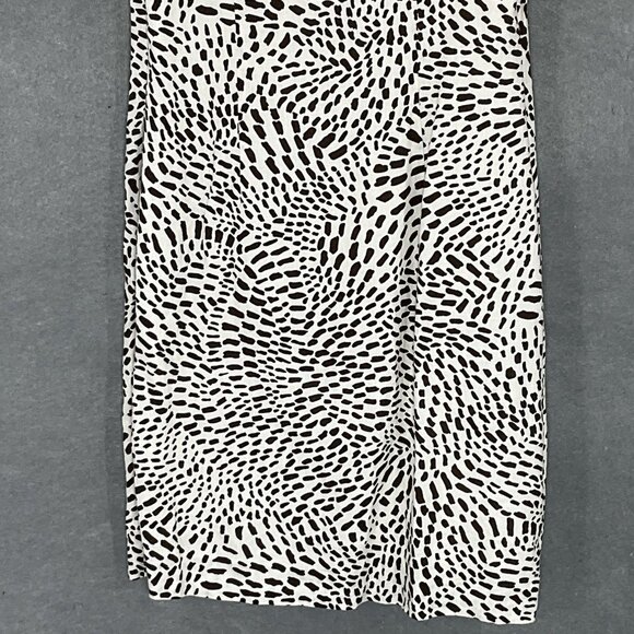 Kate Spade Dress Women Sz M 100% Linen Brushstroke Dot‎ Print Ruffle V-Neck Midi - Picture 7 of 14